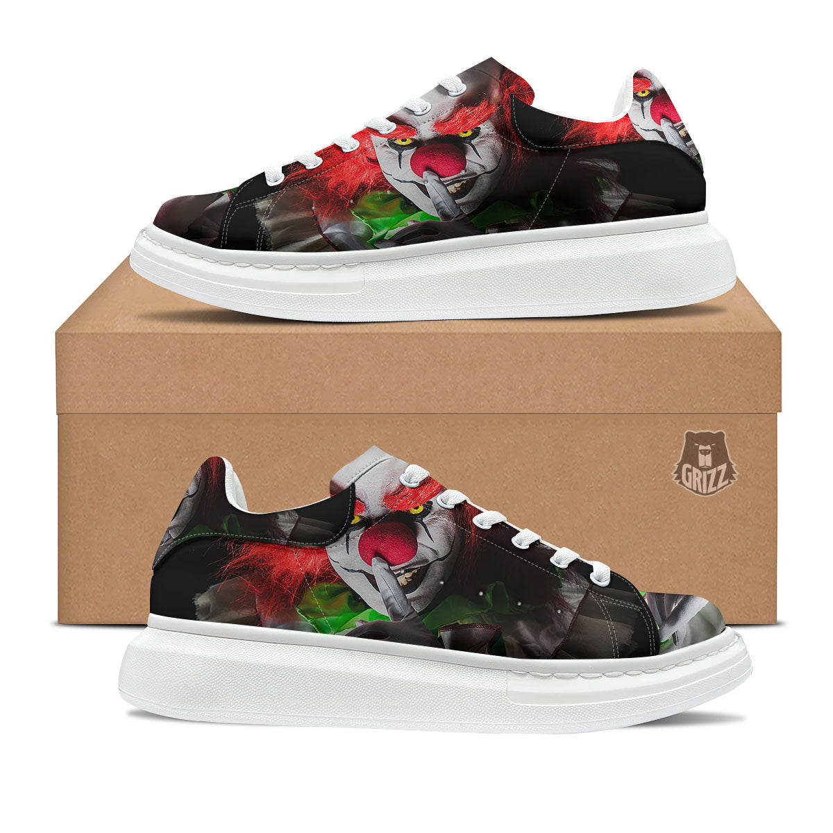Clown Scary Print Platform Shoes-grizzshop