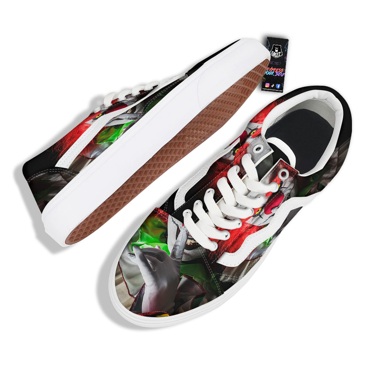 Clown Scary Print Skate Shoes-grizzshop