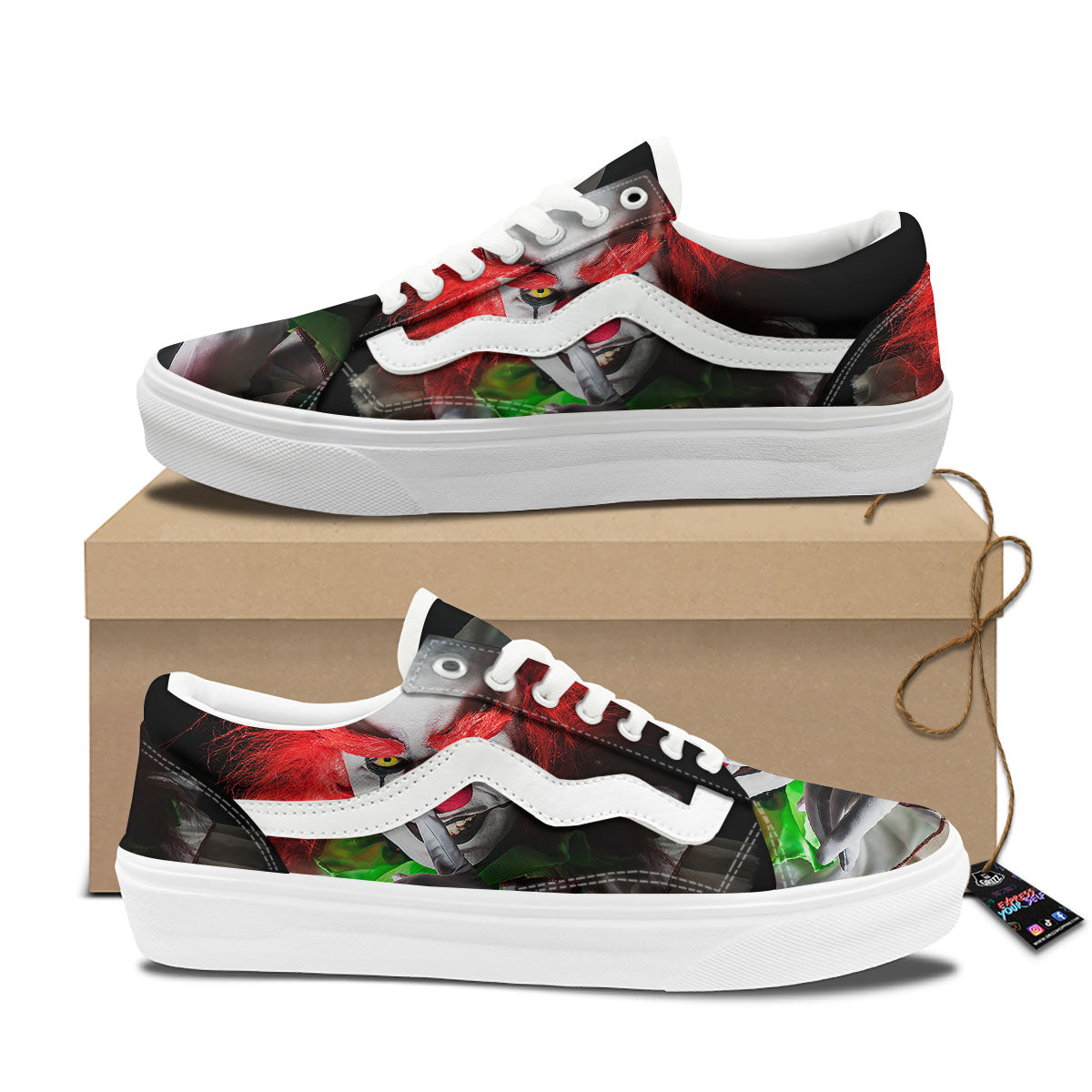 Clown Scary Print Skate Shoes-grizzshop