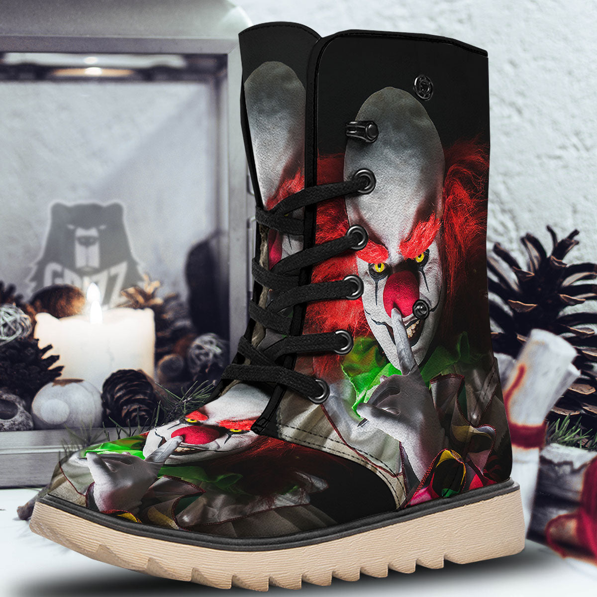 Clown Scary Print Snow Boots-grizzshop
