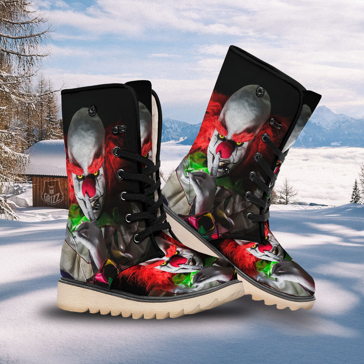 Clown Scary Print Snow Boots-grizzshop