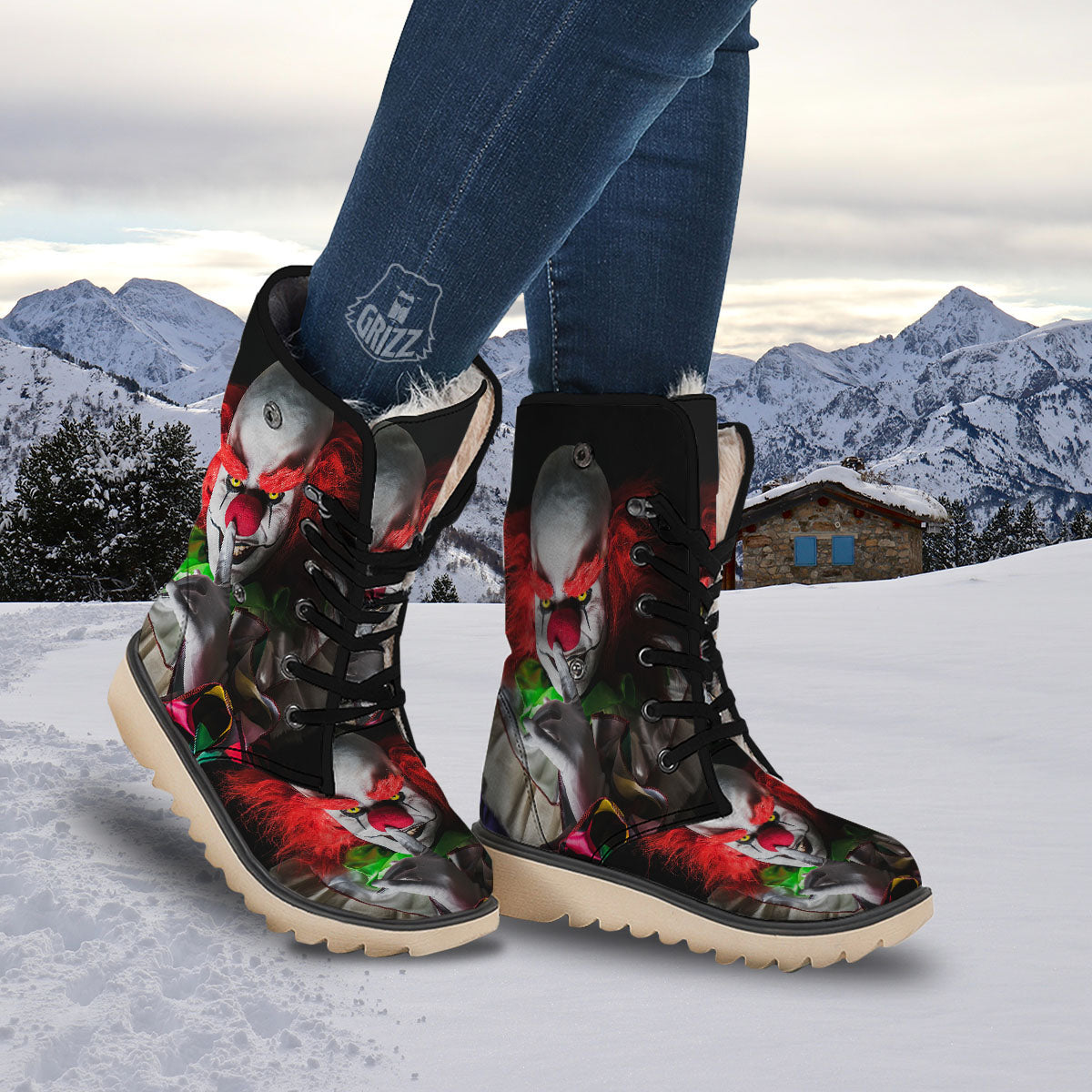 Clown Scary Print Snow Boots-grizzshop