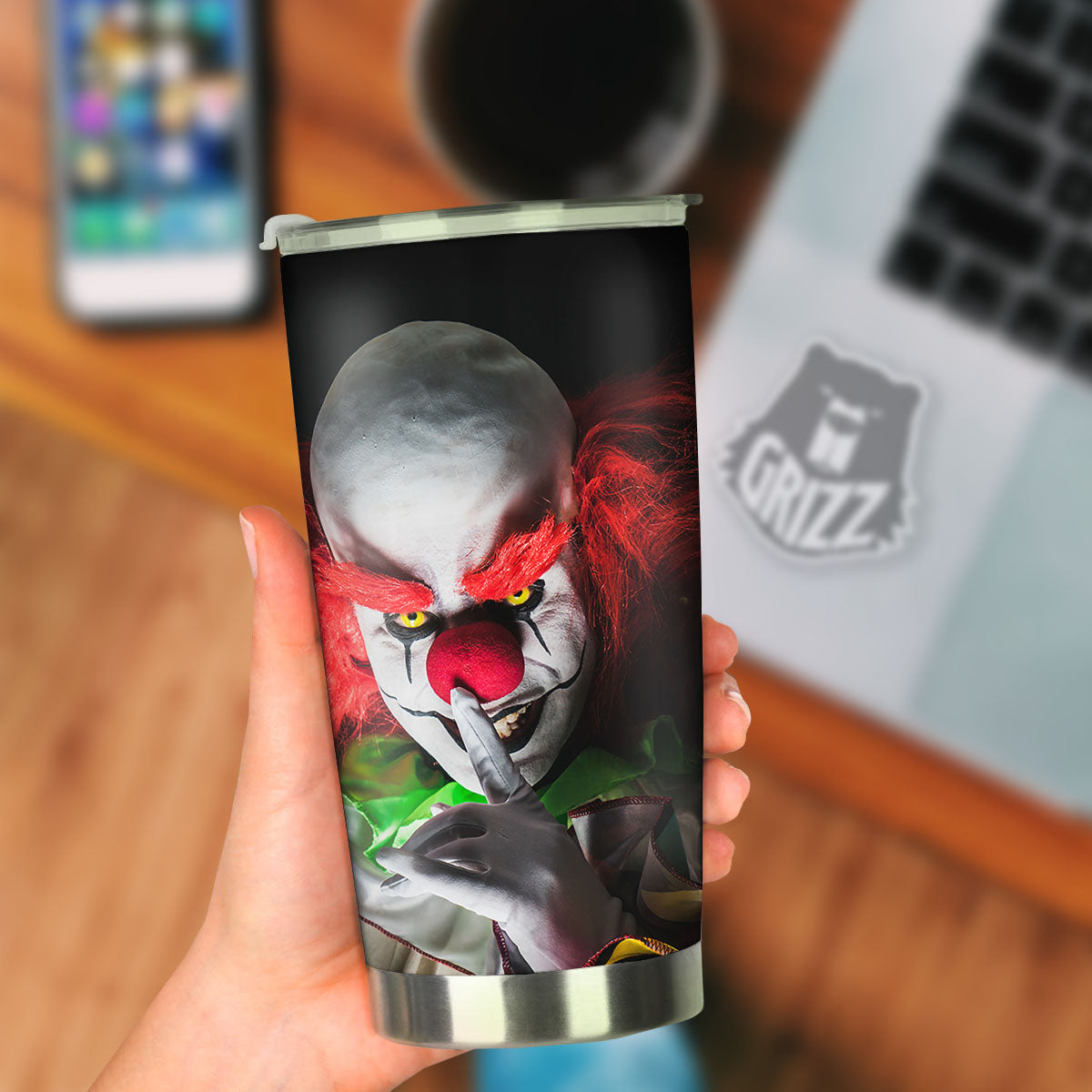 Clown Scary Print Tumbler-grizzshop