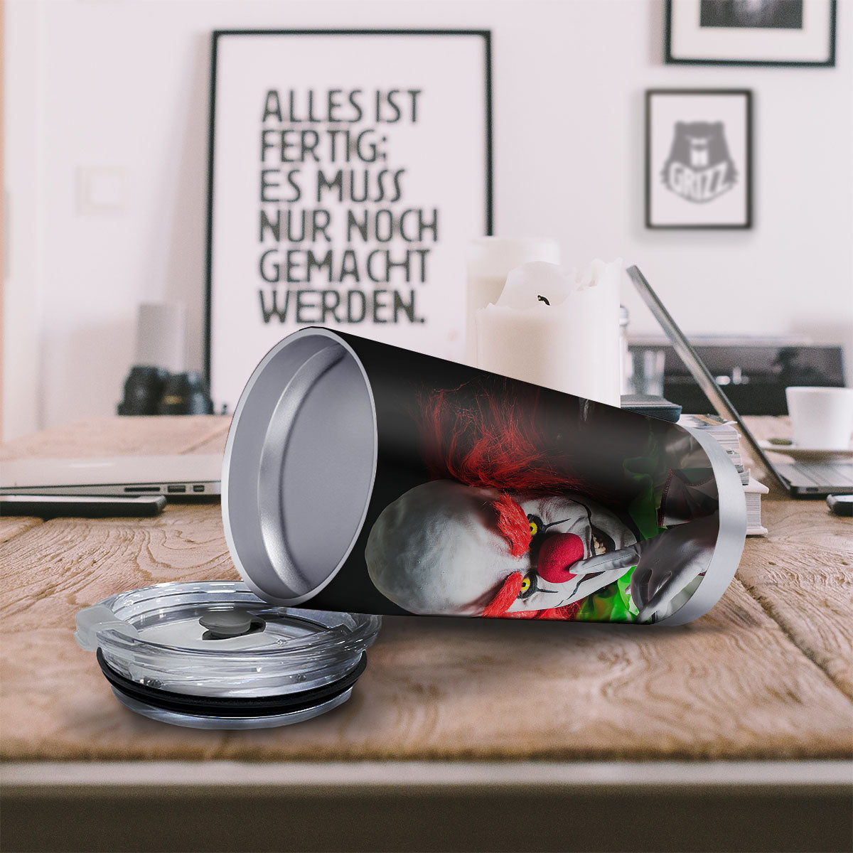 Clown Scary Print Tumbler-grizzshop