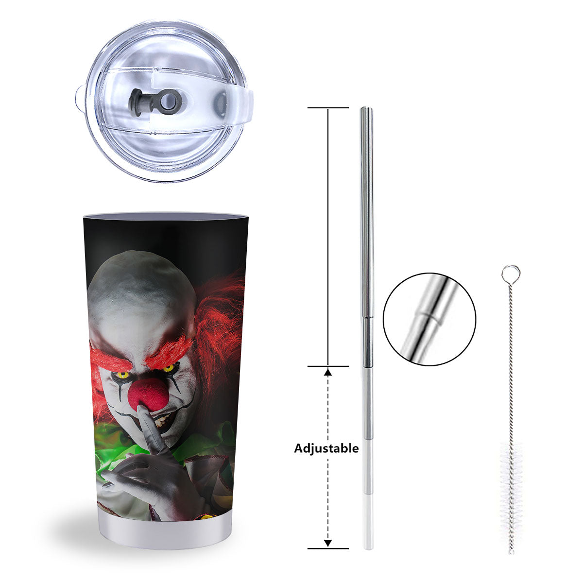 Clown Scary Print Tumbler-grizzshop