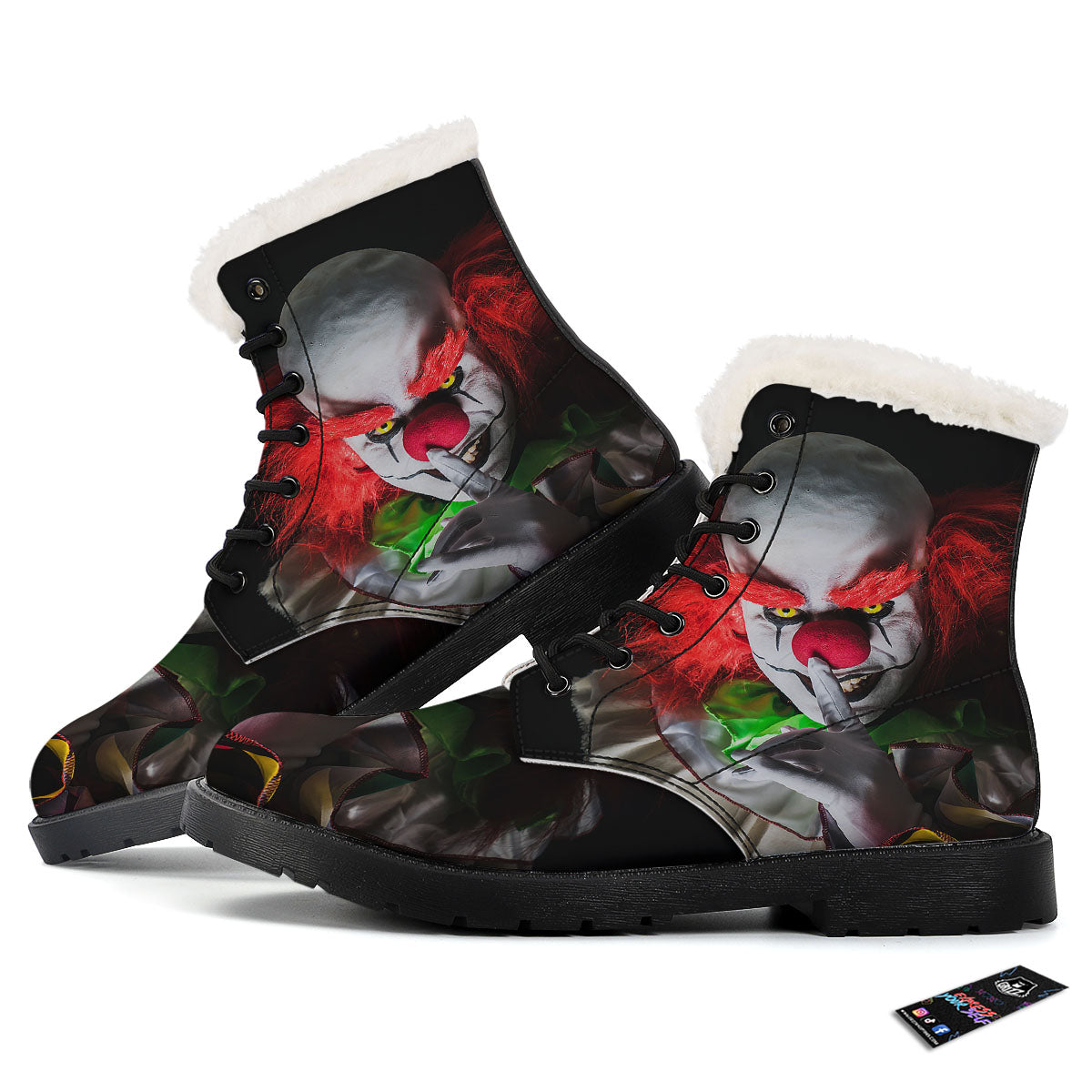 Clown Scary Print Winter Boots-grizzshop