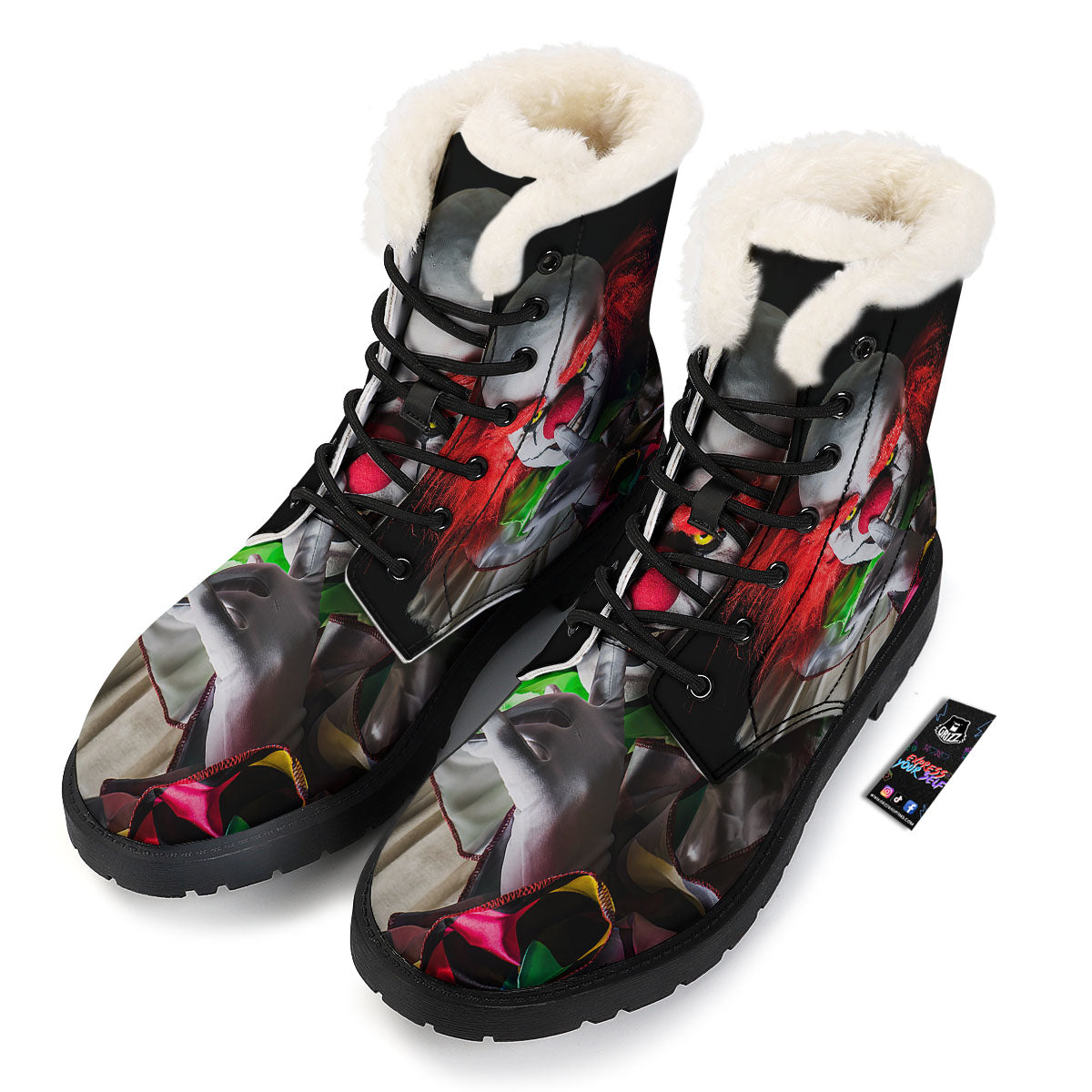 Clown Scary Print Winter Boots-grizzshop