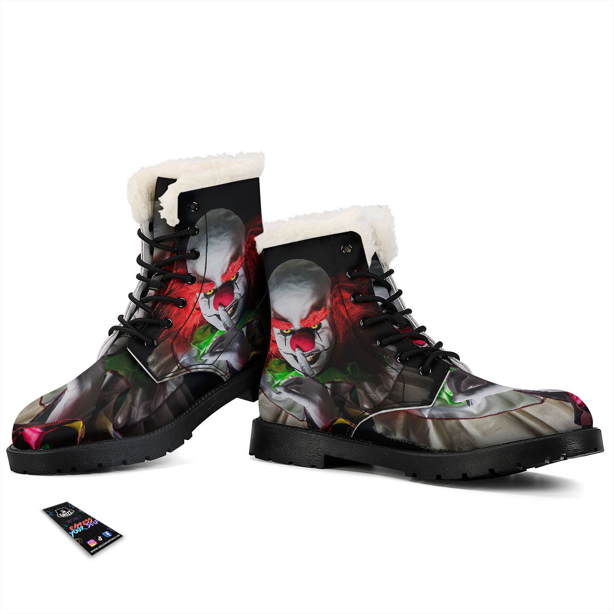 Clown Scary Print Winter Boots-grizzshop