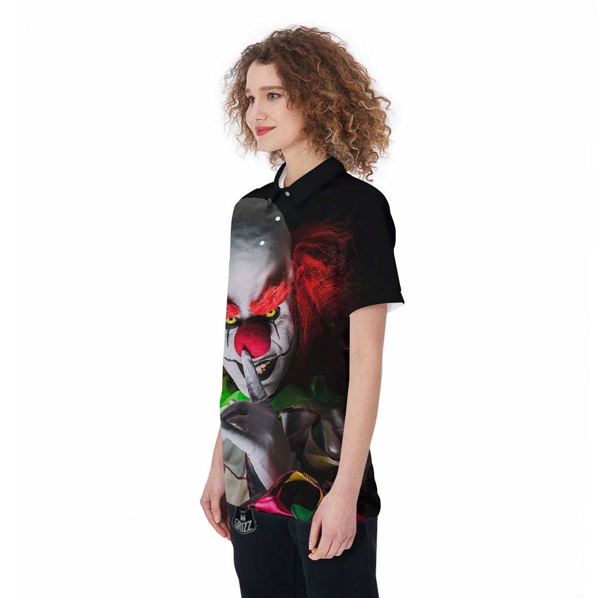 Clown Scary Print Women's Golf Shirts-grizzshop