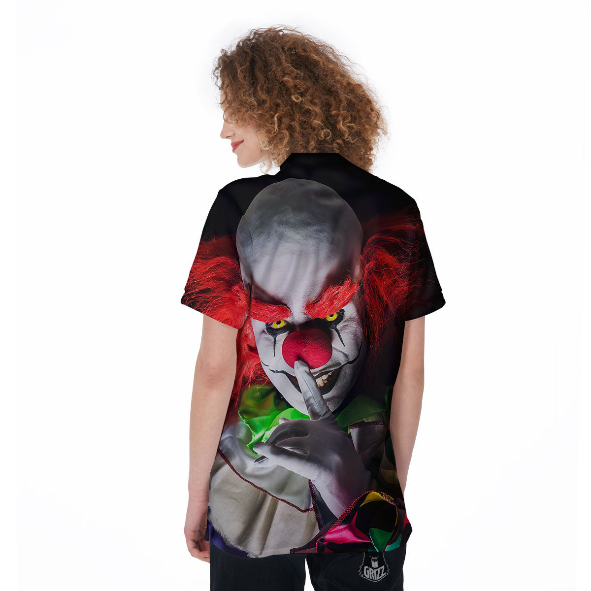 Clown Scary Print Women's Golf Shirts-grizzshop