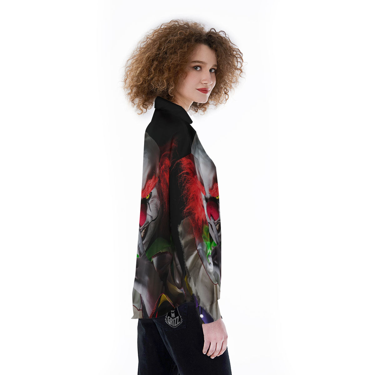 Clown Scary Print Women's Long Sleeve Shirts-grizzshop