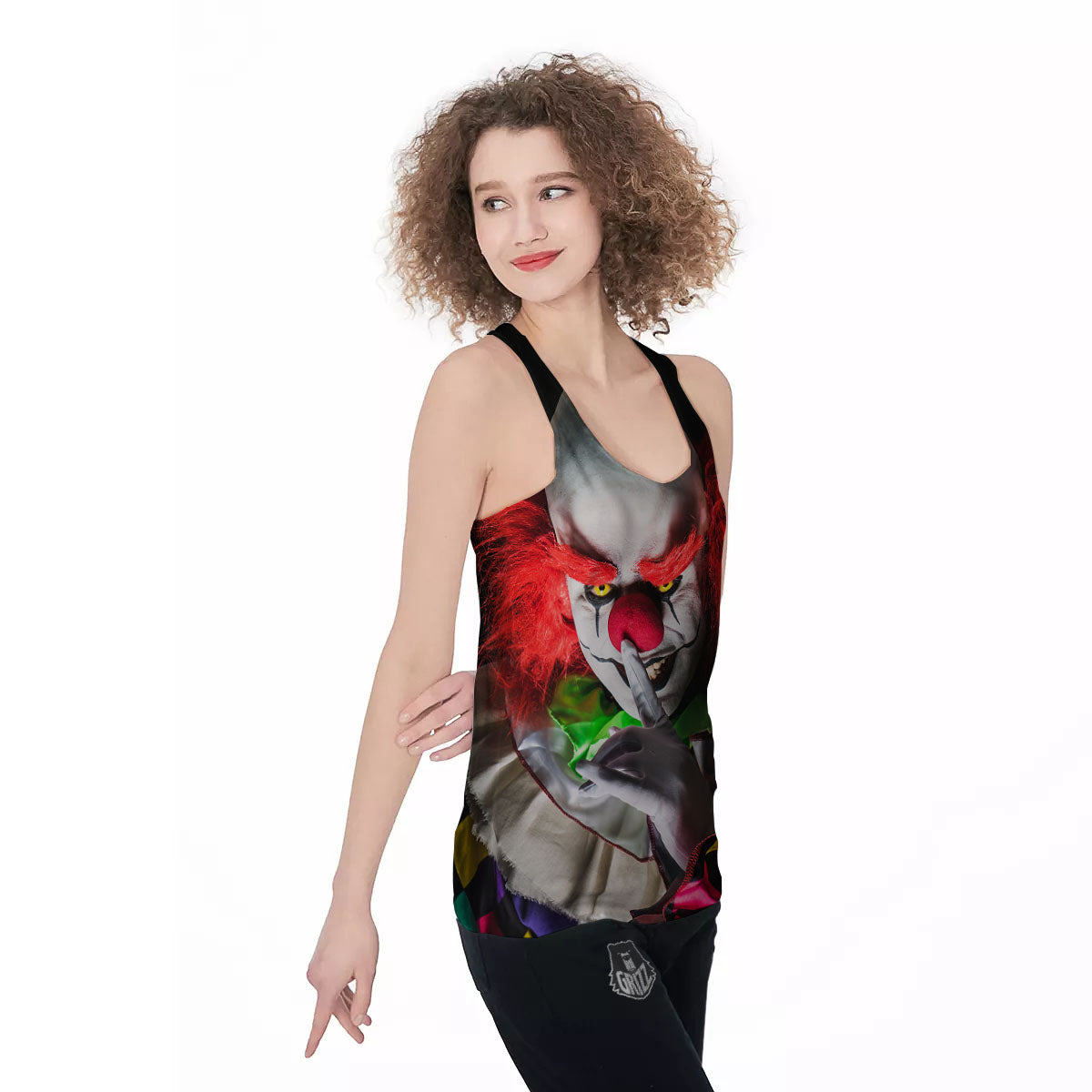 Clown Scary Print Women's Racerback Tank Top-grizzshop