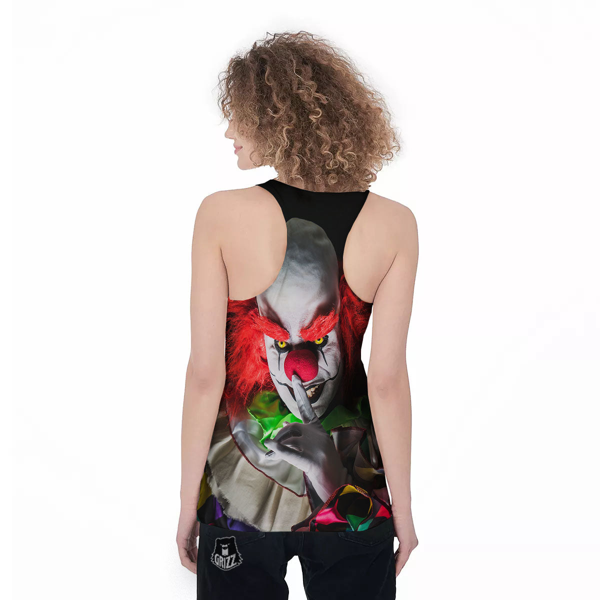 Clown Scary Print Women's Racerback Tank Top-grizzshop