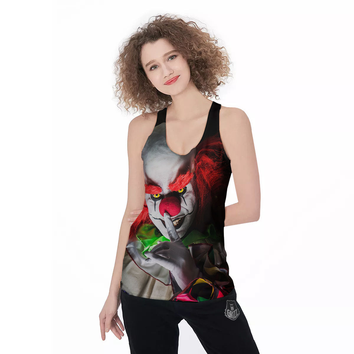 Clown Scary Print Women's Racerback Tank Top-grizzshop