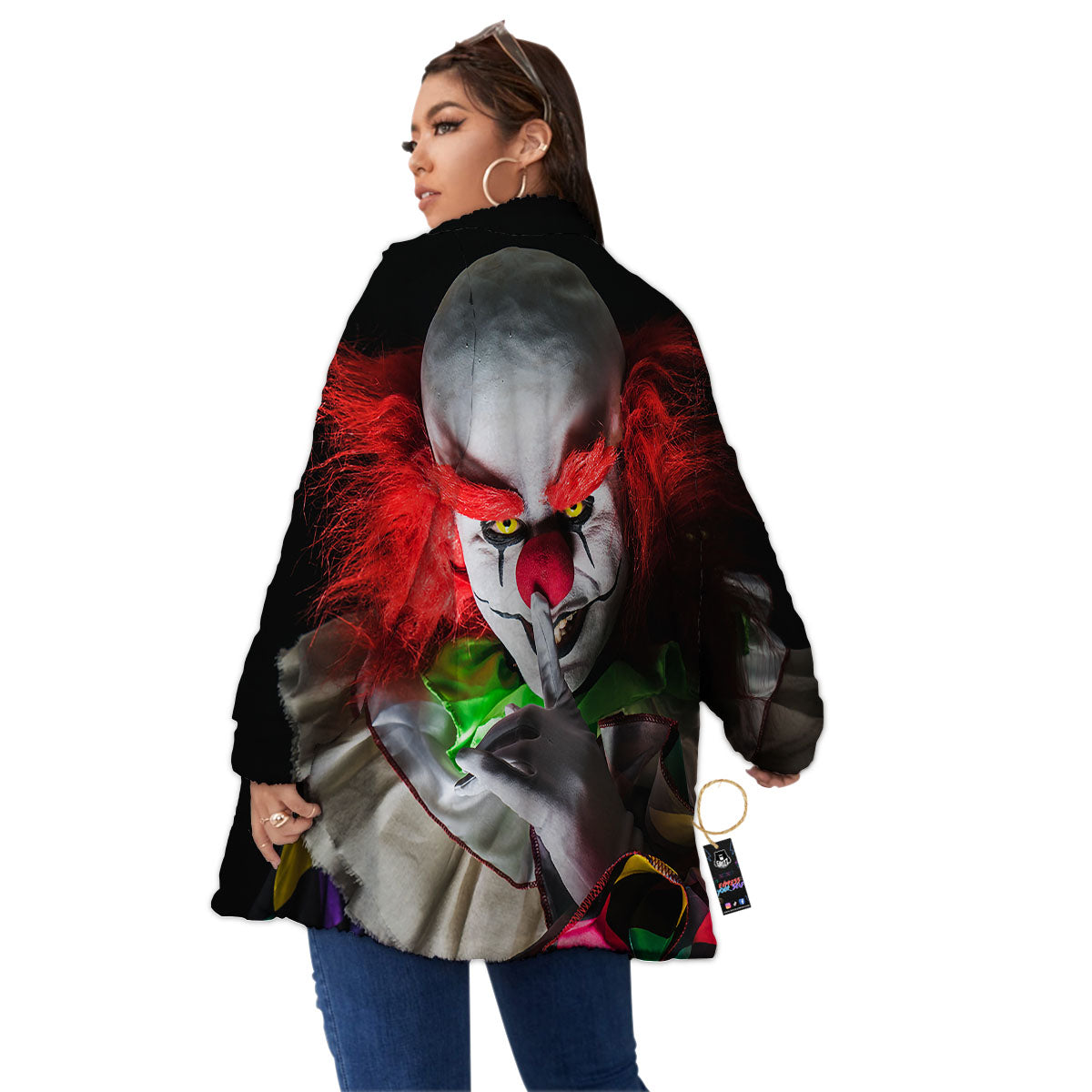 Clown Scary Print Women's Sherpa Jacket-grizzshop