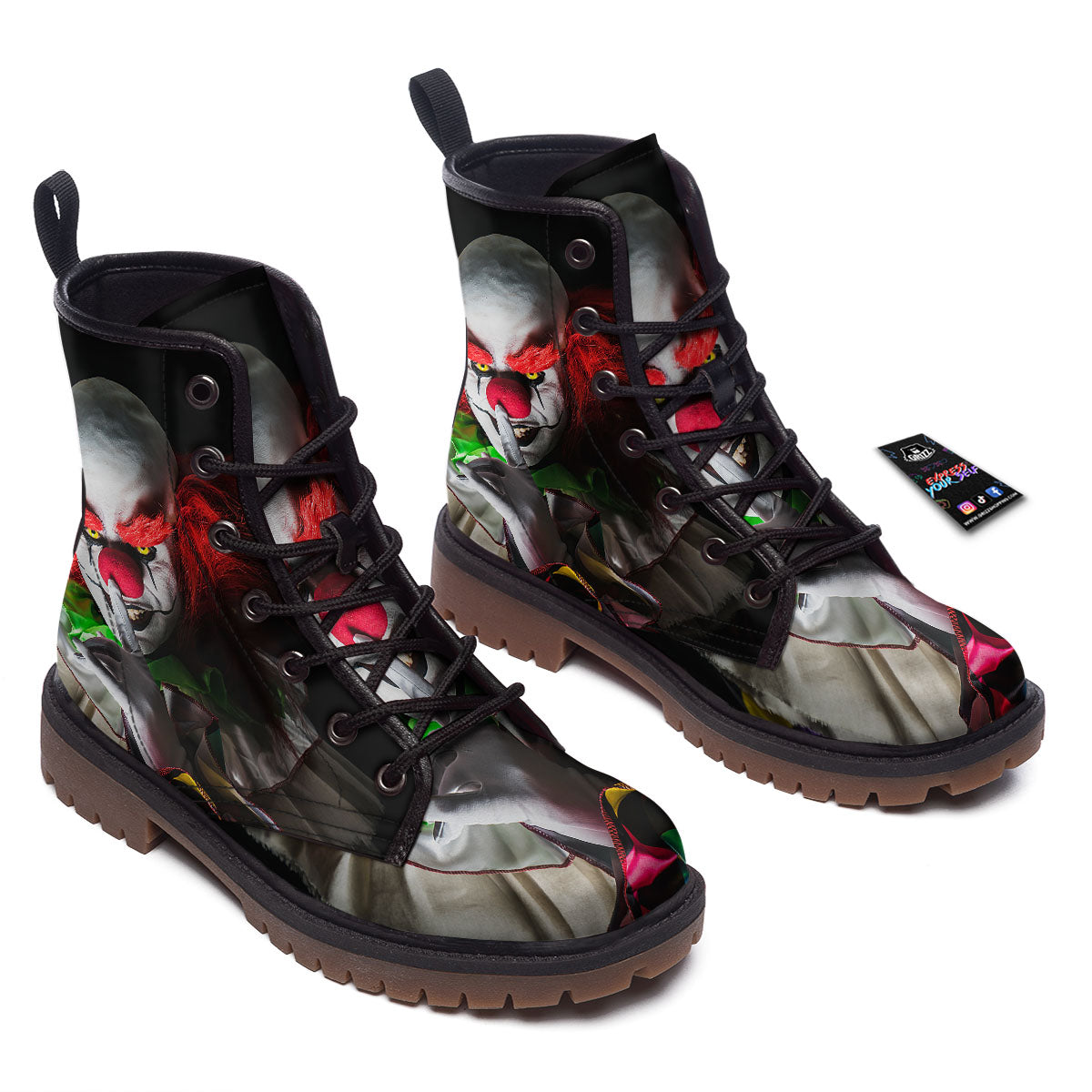 Clown Scary Print Work Boots-grizzshop