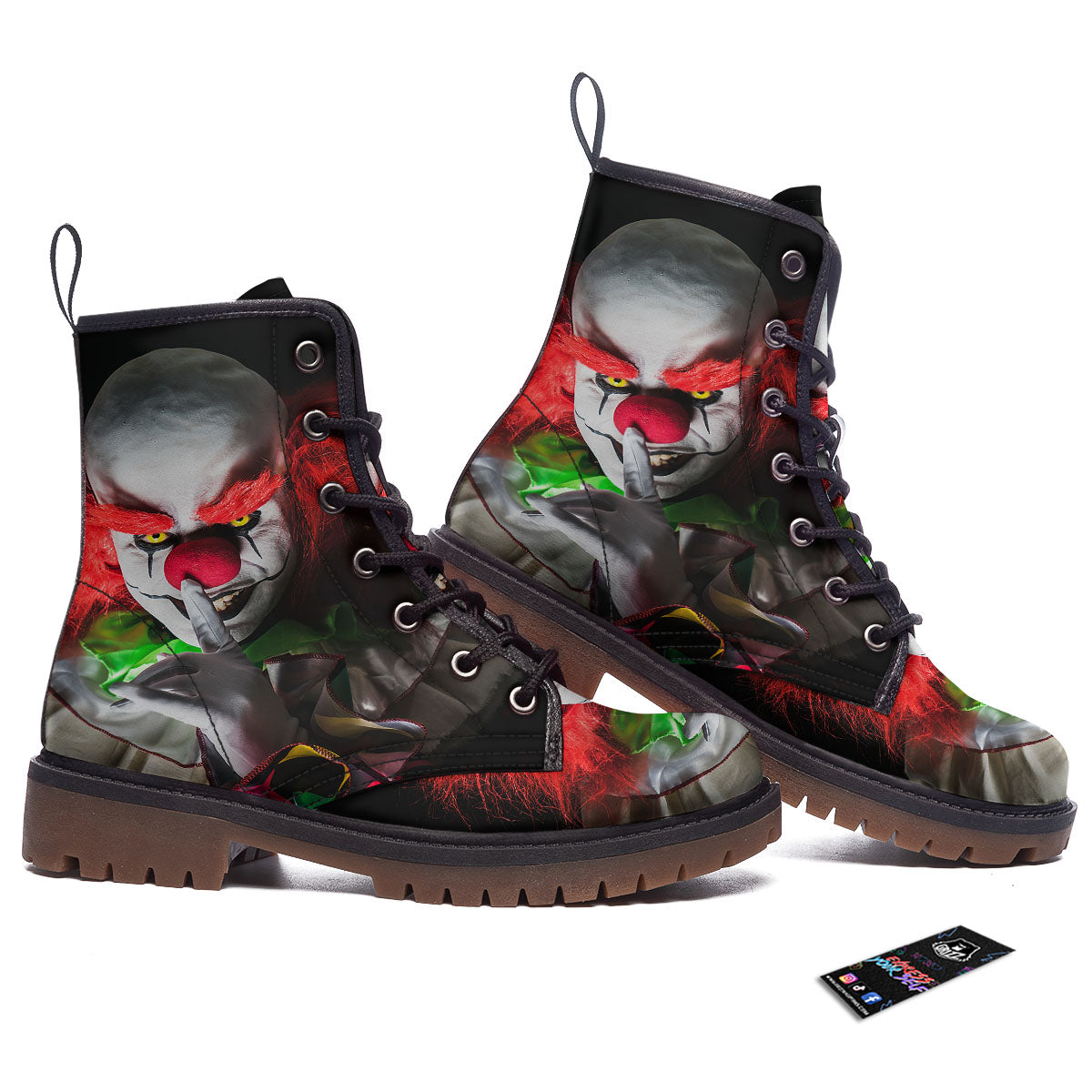 Clown Scary Print Work Boots-grizzshop