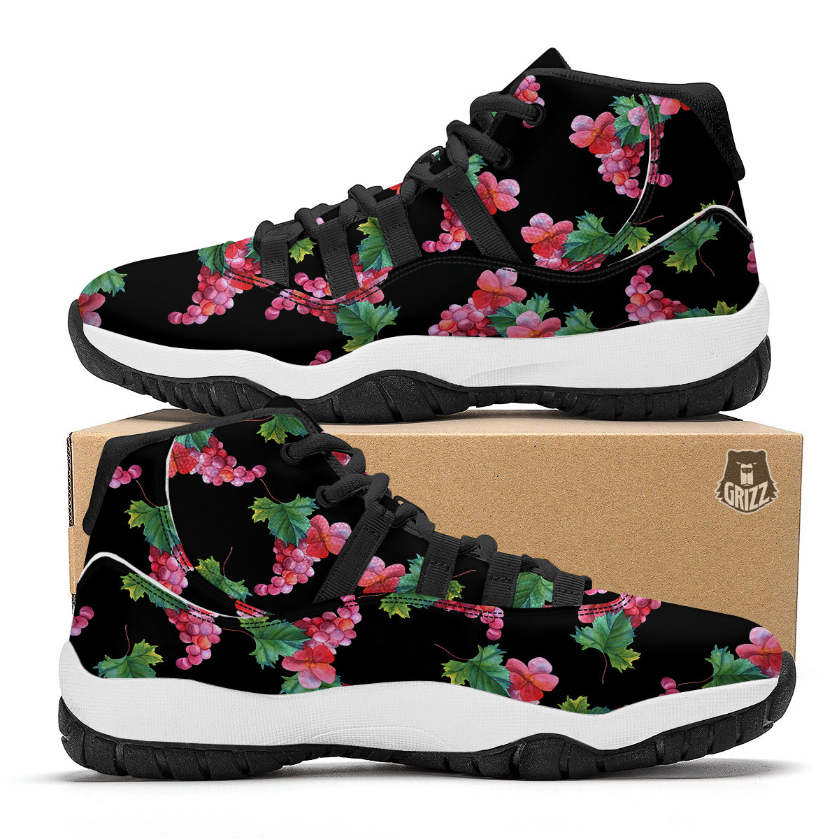 Clownfish Cute Watercolor Blue Print Pattern Black Bball Shoes-grizzshop