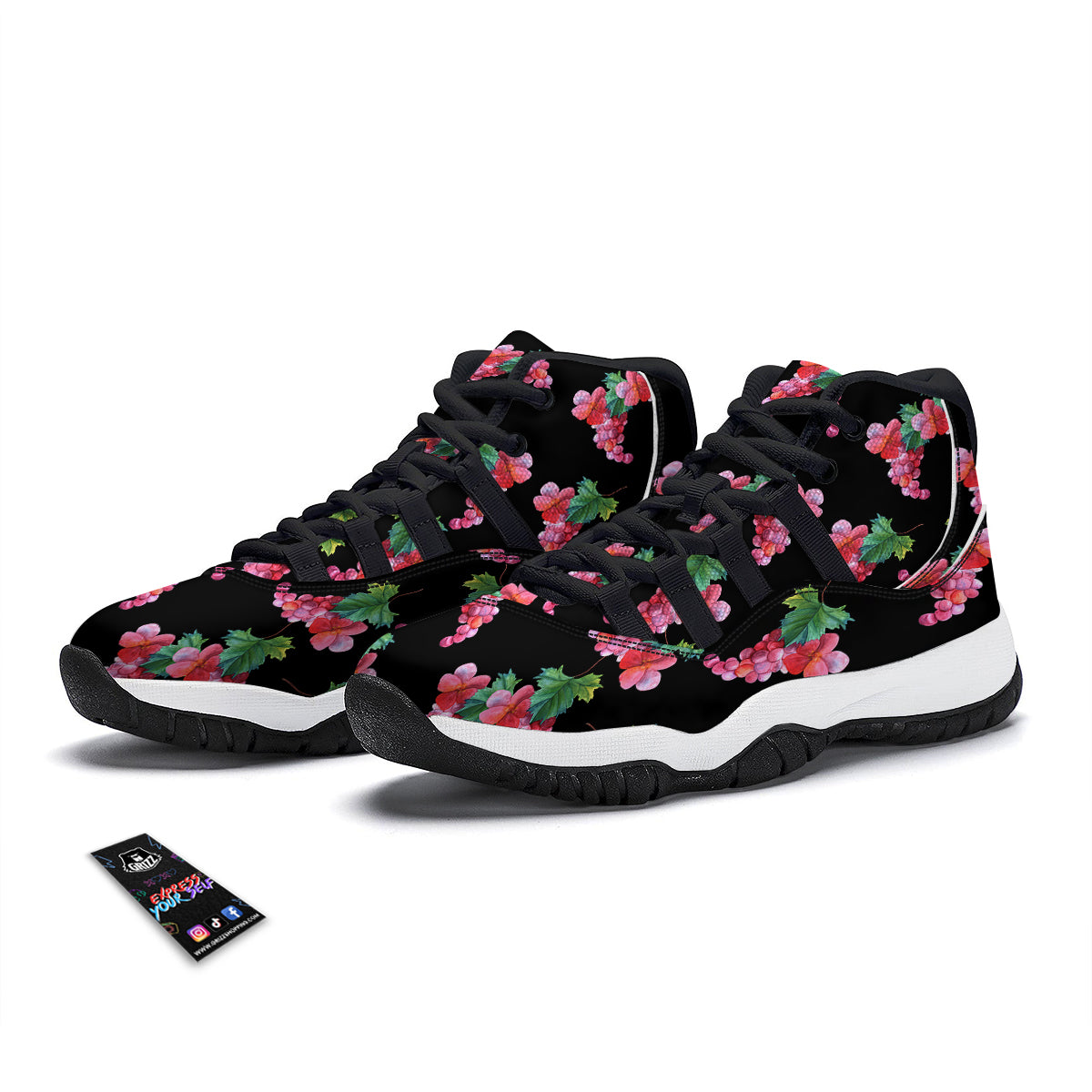 Clownfish Cute Watercolor Blue Print Pattern Black Bball Shoes-grizzshop