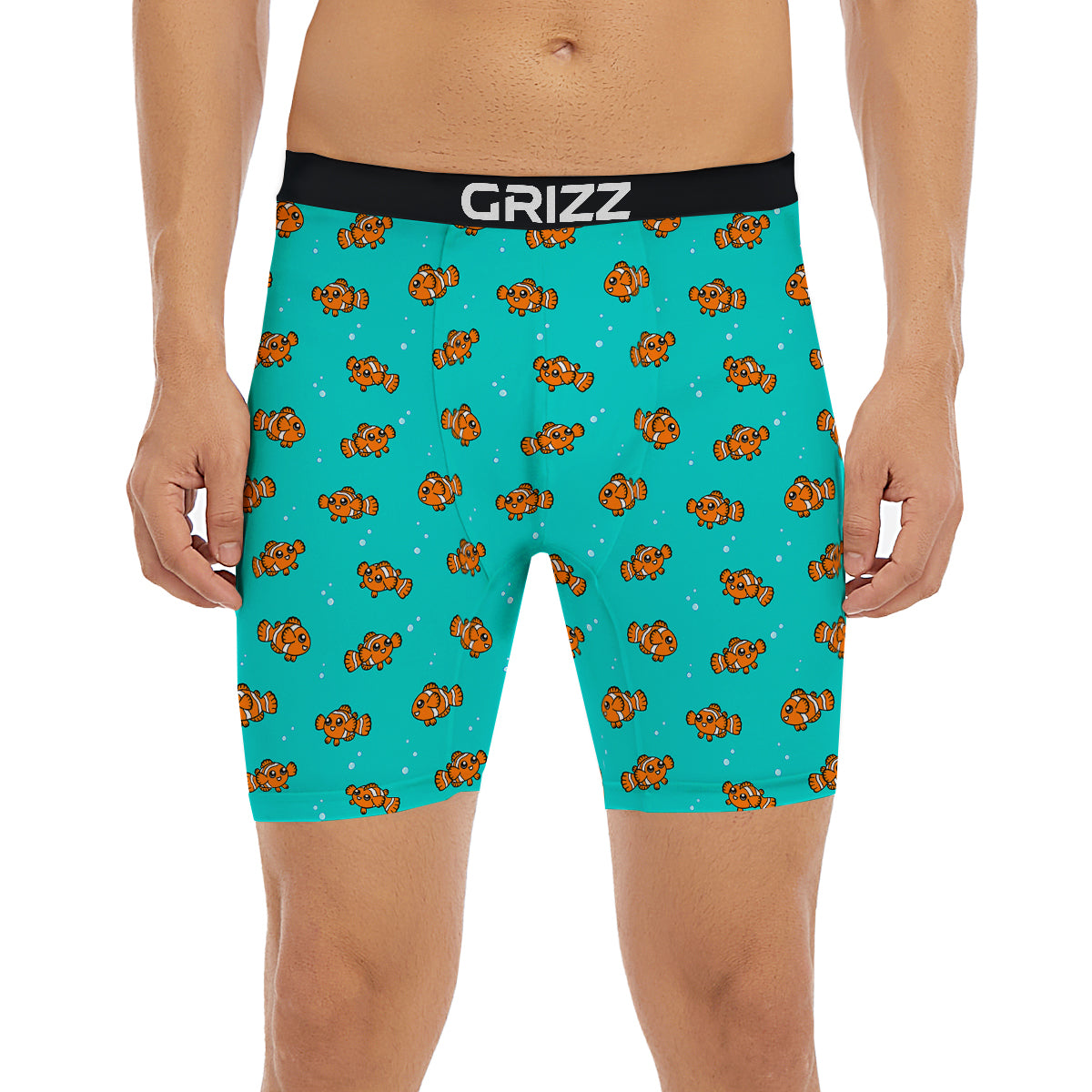 Clownfish Cute Watercolor Blue Print Pattern Boxer Briefs-grizzshop
