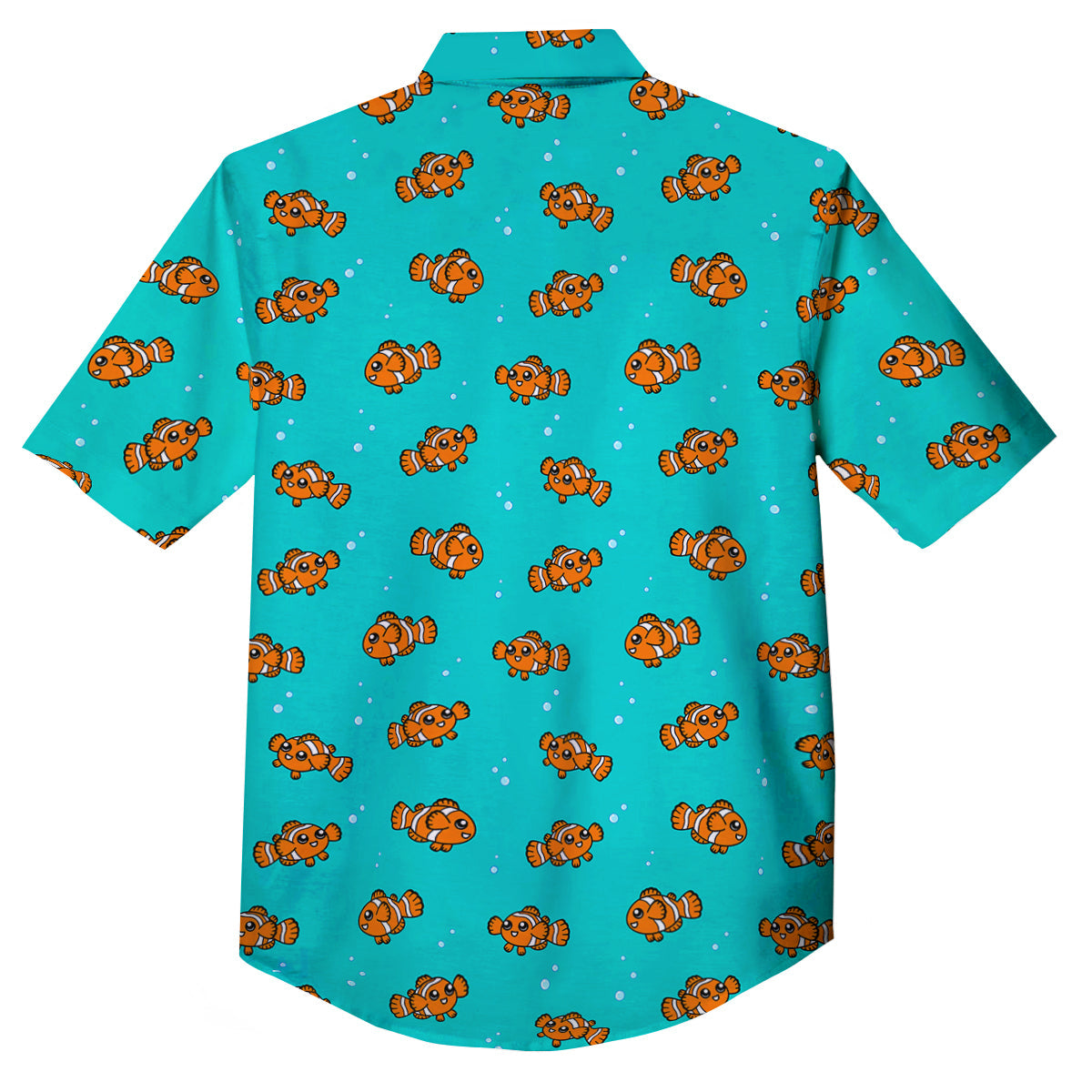 Clownfish Cute Watercolor Blue Print Pattern Button Up Shirt-grizzshop