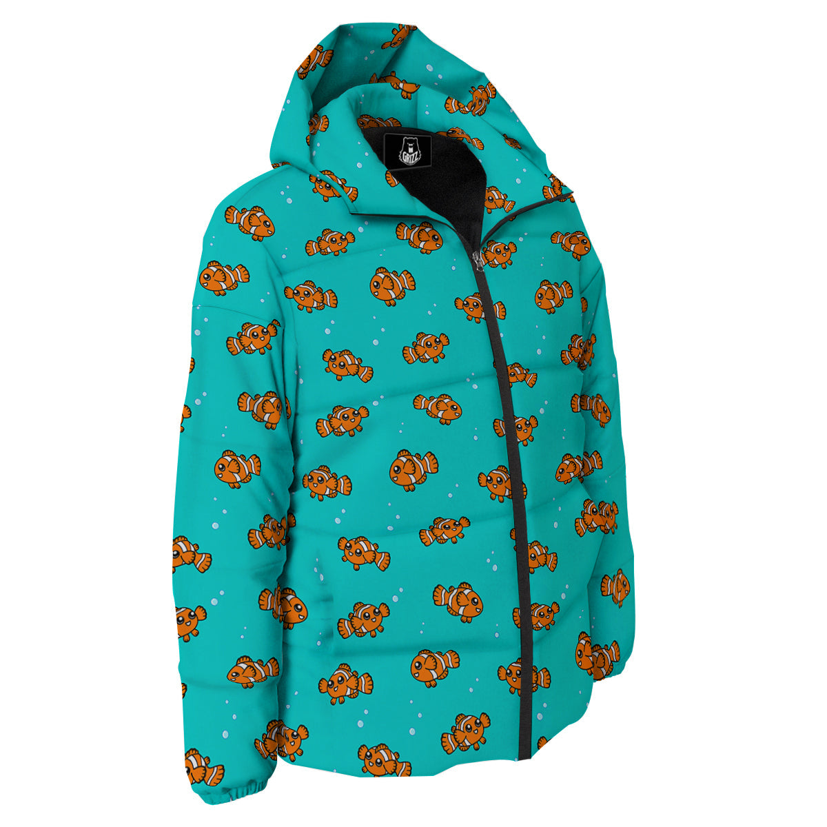 Clownfish Cute Watercolor Blue Print Pattern Down Jacket-grizzshop
