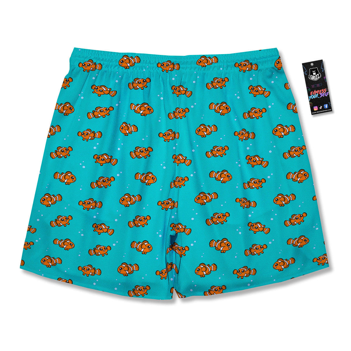 Clownfish Cute Watercolor Blue Print Pattern Men's Running Shorts-grizzshop