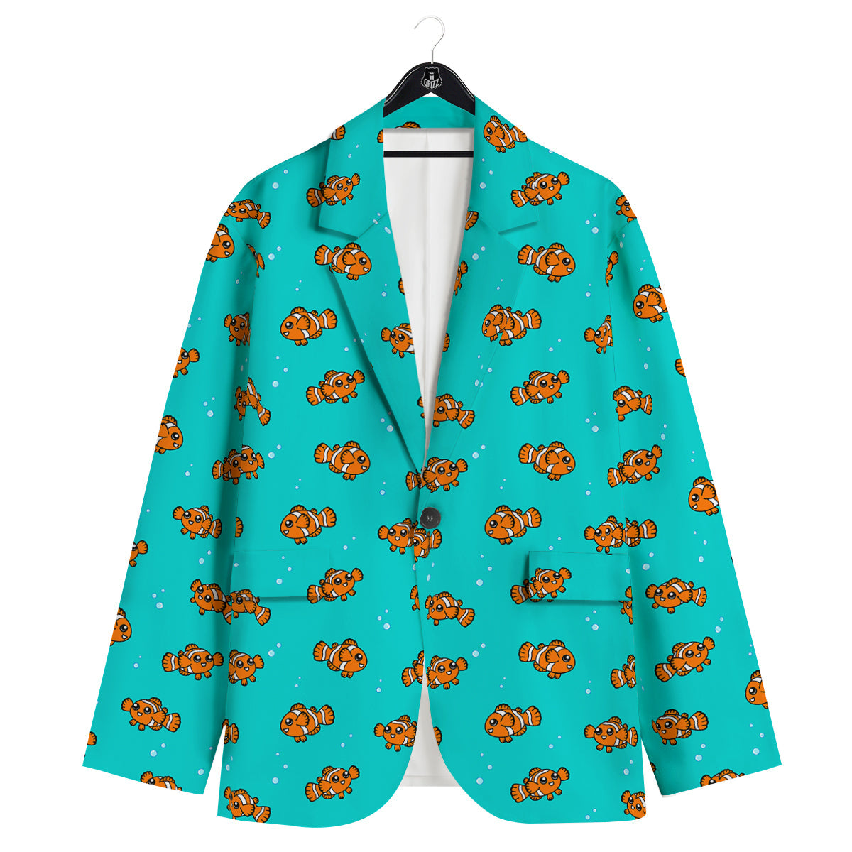 Clownfish Cute Watercolor Blue Print Pattern Men's Sport Coat-grizzshop
