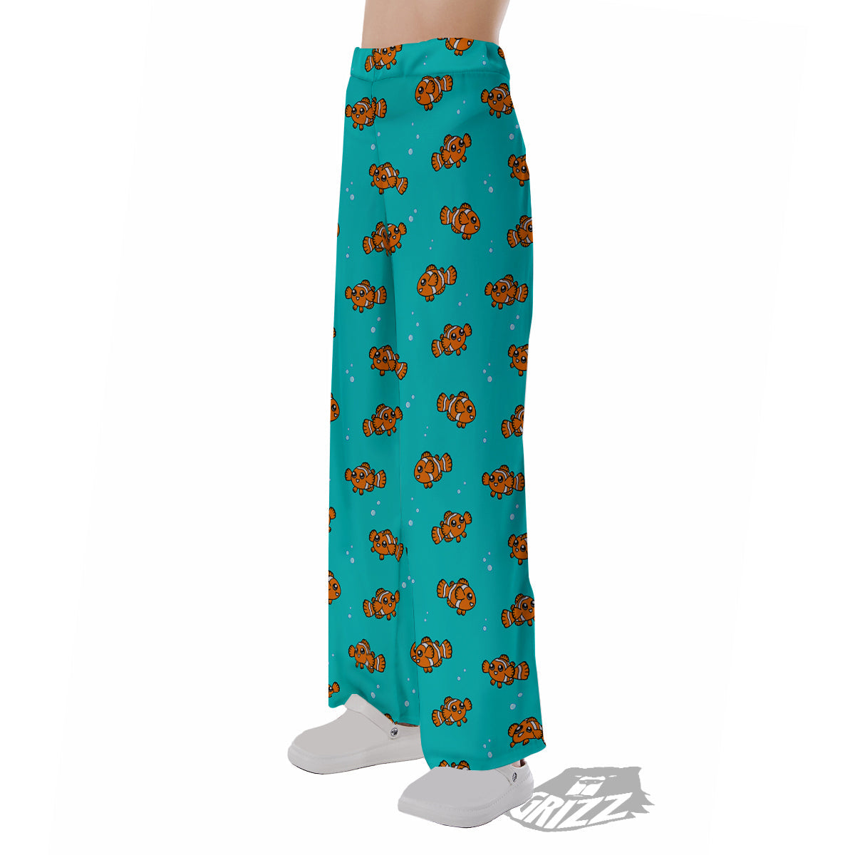 Clownfish Cute Watercolor Blue Print Pattern Pajama Pants-grizzshop