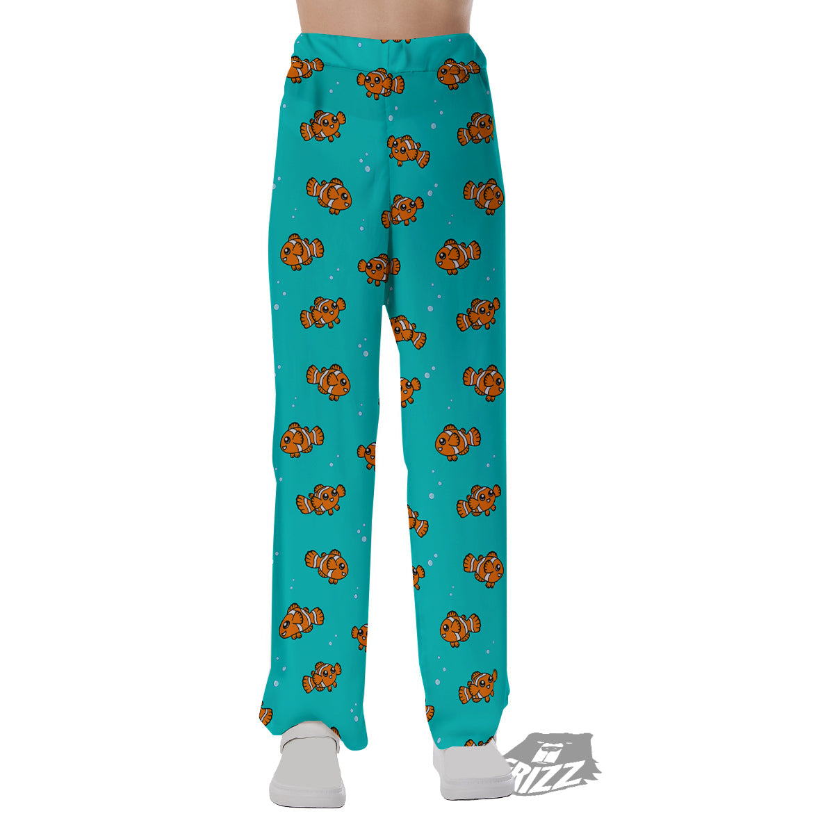 Clownfish Cute Watercolor Blue Print Pattern Pajama Pants-grizzshop