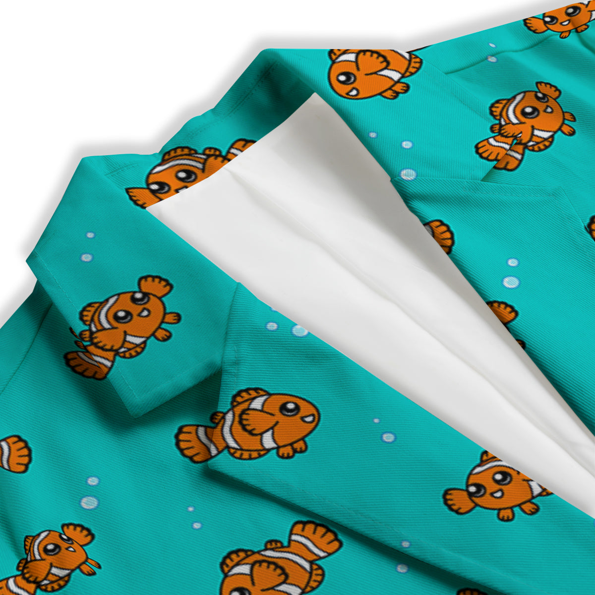 Clownfish Cute Watercolor Blue Print Pattern Women's Blazer-grizzshop