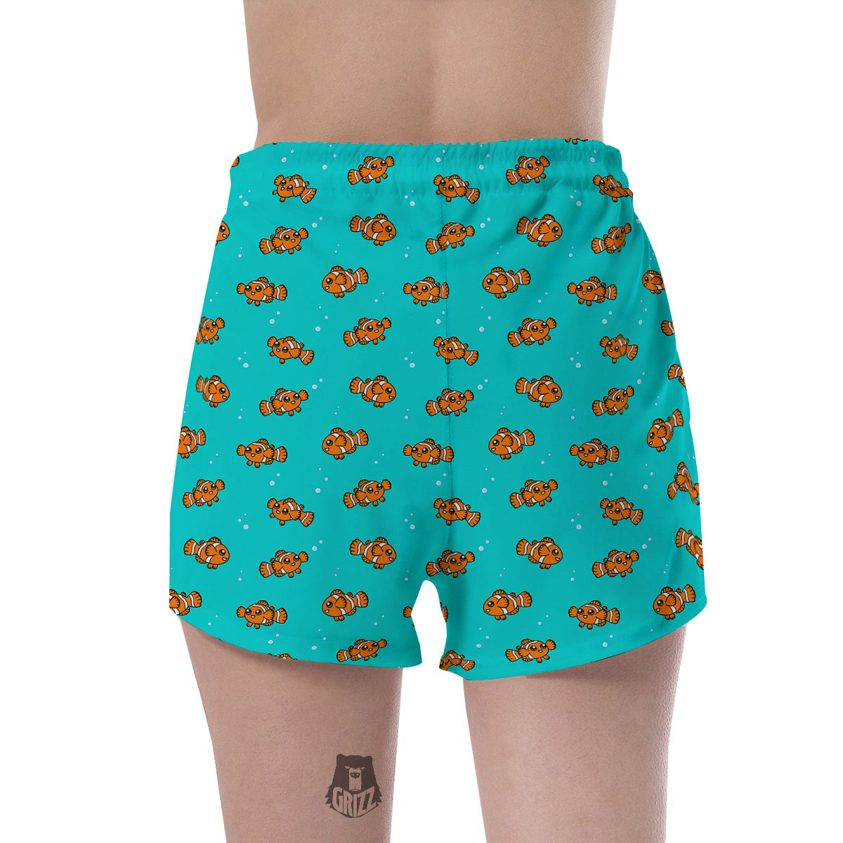 Clownfish Cute Watercolor Blue Print Pattern Women's Shorts-grizzshop