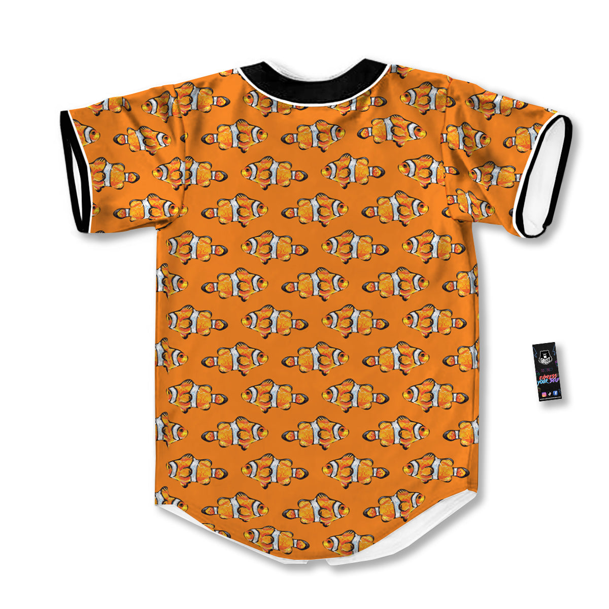 Clownfish Orange Print Pattern Baseball Jersey-grizzshop