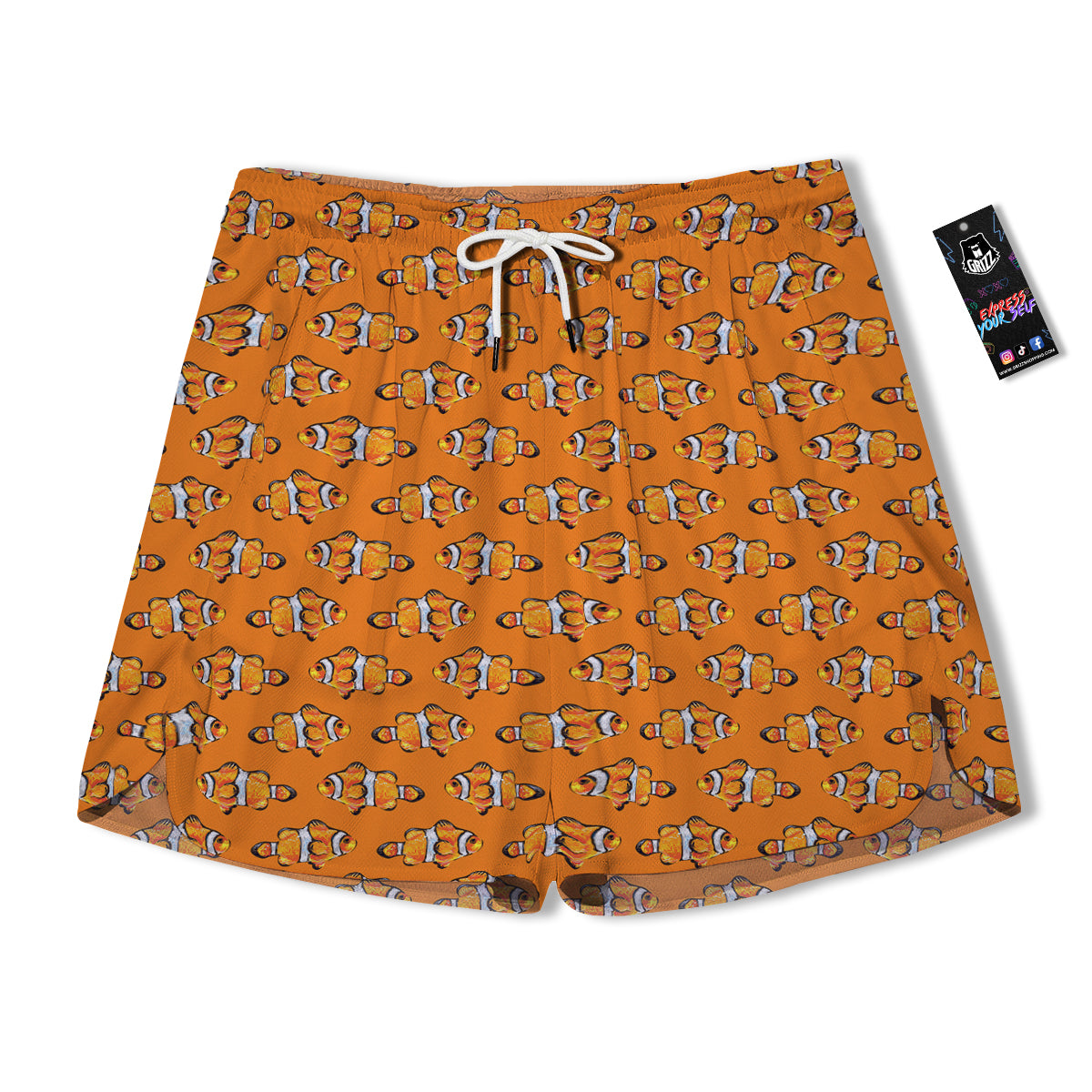 Clownfish Orange Print Pattern Men's Running Shorts-grizzshop