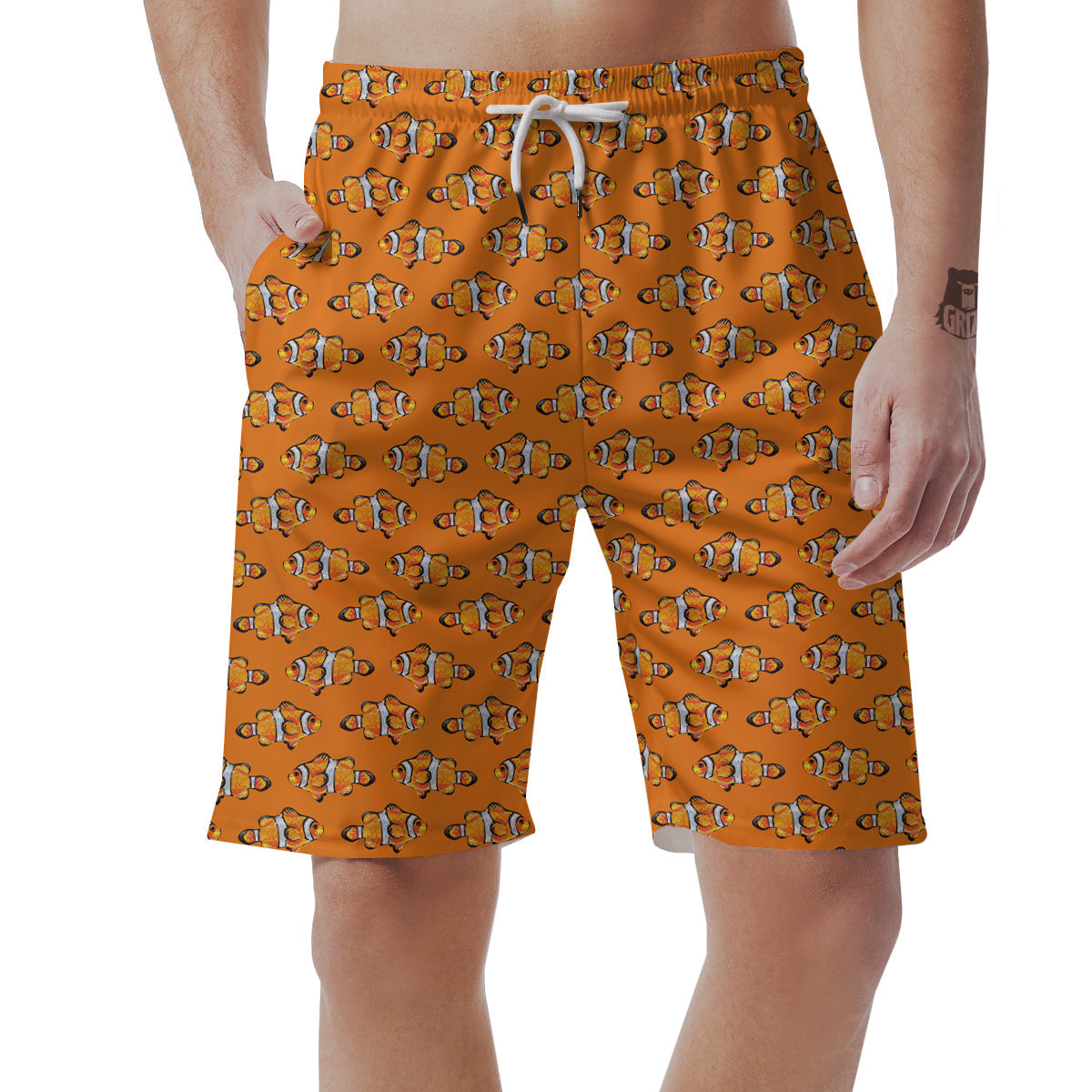 Clownfish Orange Print Pattern Men's Shorts-grizzshop