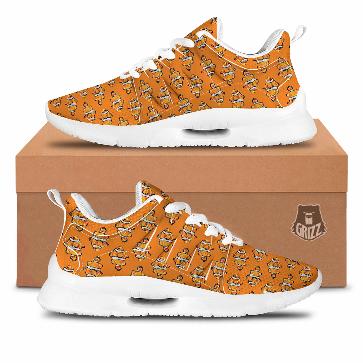 Clownfish Orange Print Pattern Tennis Shoes-grizzshop