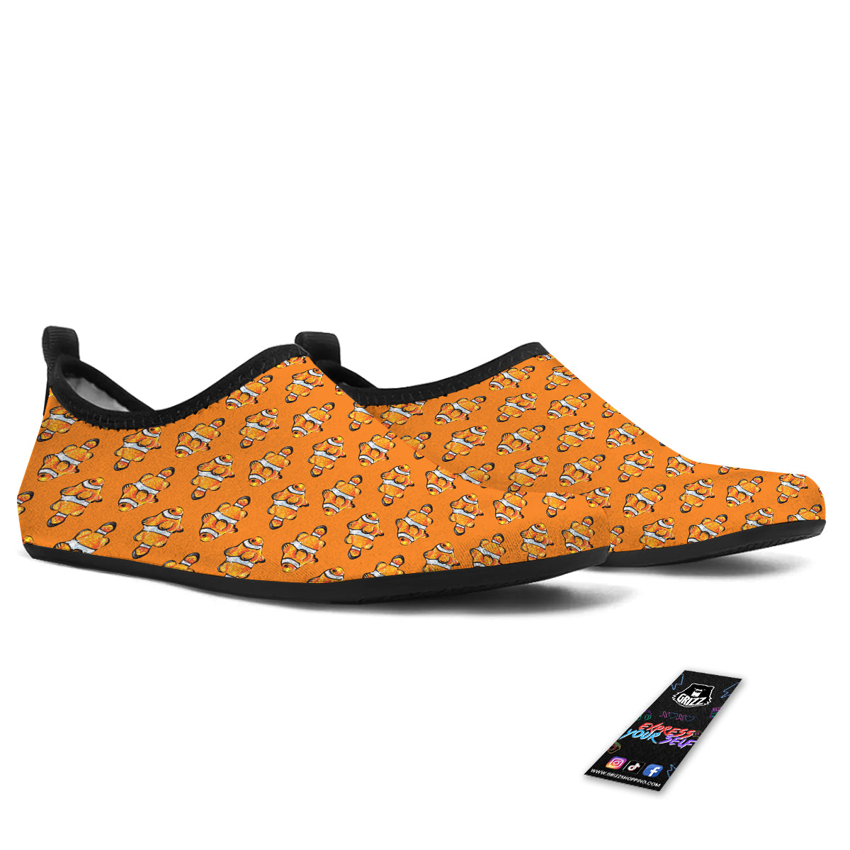 Clownfish Orange Print Pattern Water Shoes-grizzshop