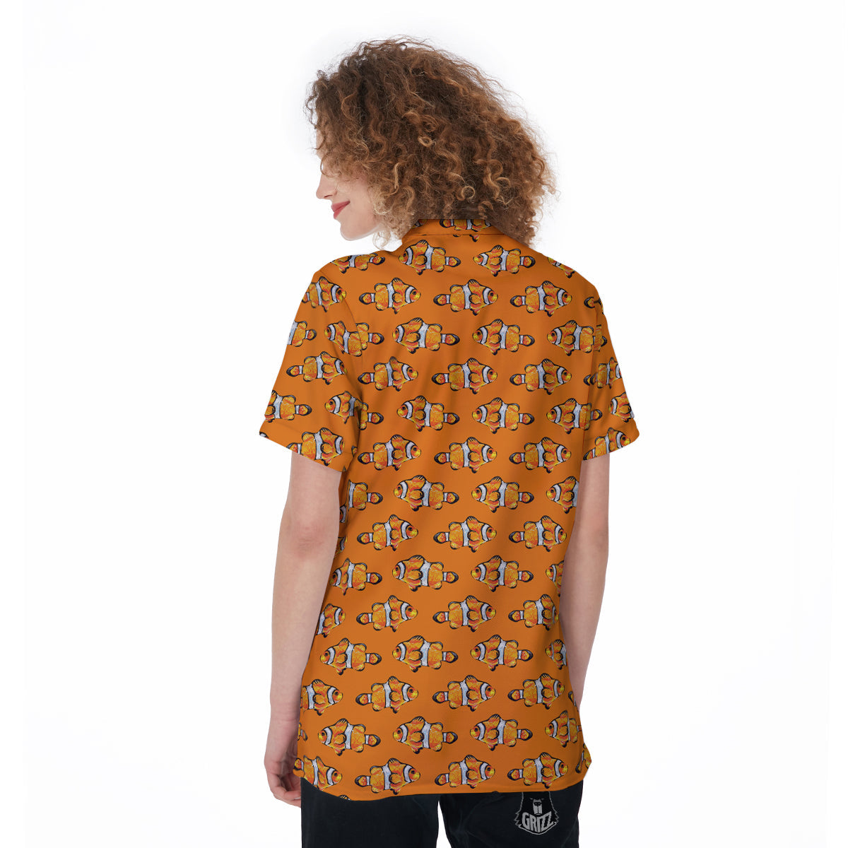Clownfish Orange Print Pattern Women's Golf Shirts-grizzshop
