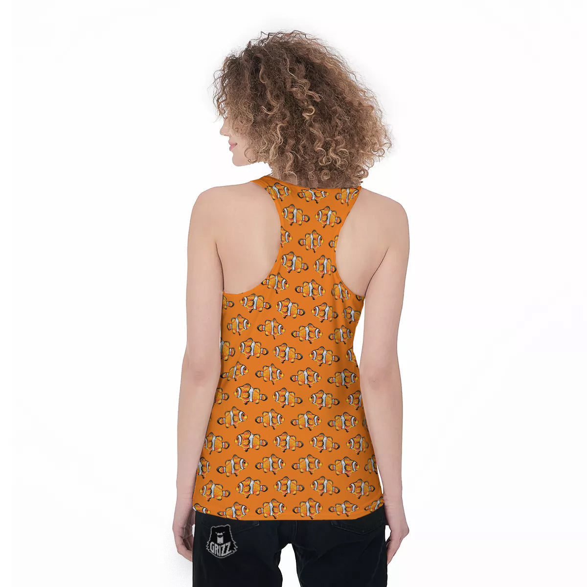 Clownfish Orange Print Pattern Women's Racerback Tank Top-grizzshop