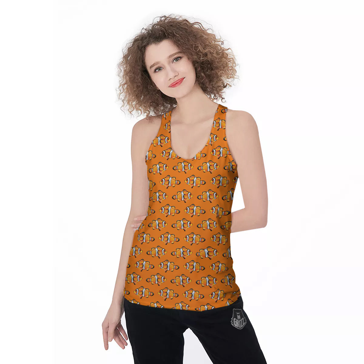 Clownfish Orange Print Pattern Women's Racerback Tank Top-grizzshop
