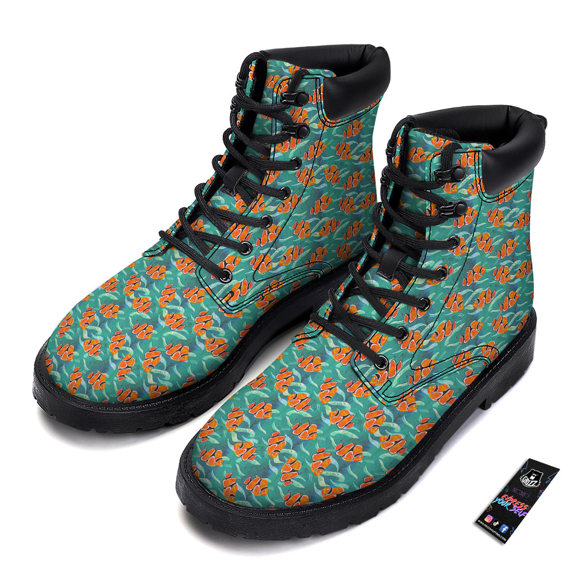 Clownfish Watercolor Blue Print Pattern Boots-grizzshop