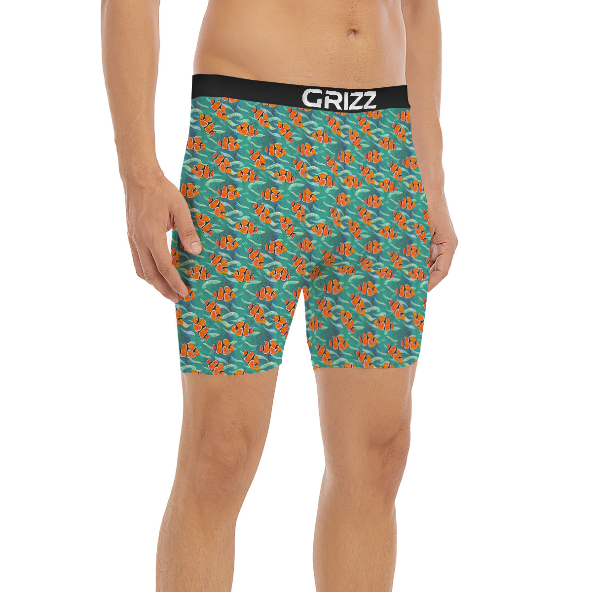 Clownfish Watercolor Blue Print Pattern Boxer Briefs-grizzshop