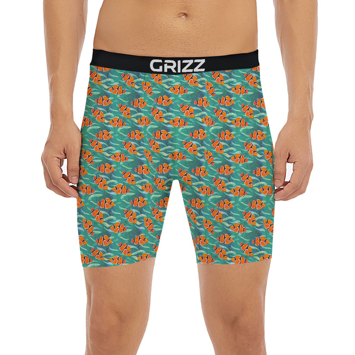 Clownfish Watercolor Blue Print Pattern Boxer Briefs-grizzshop