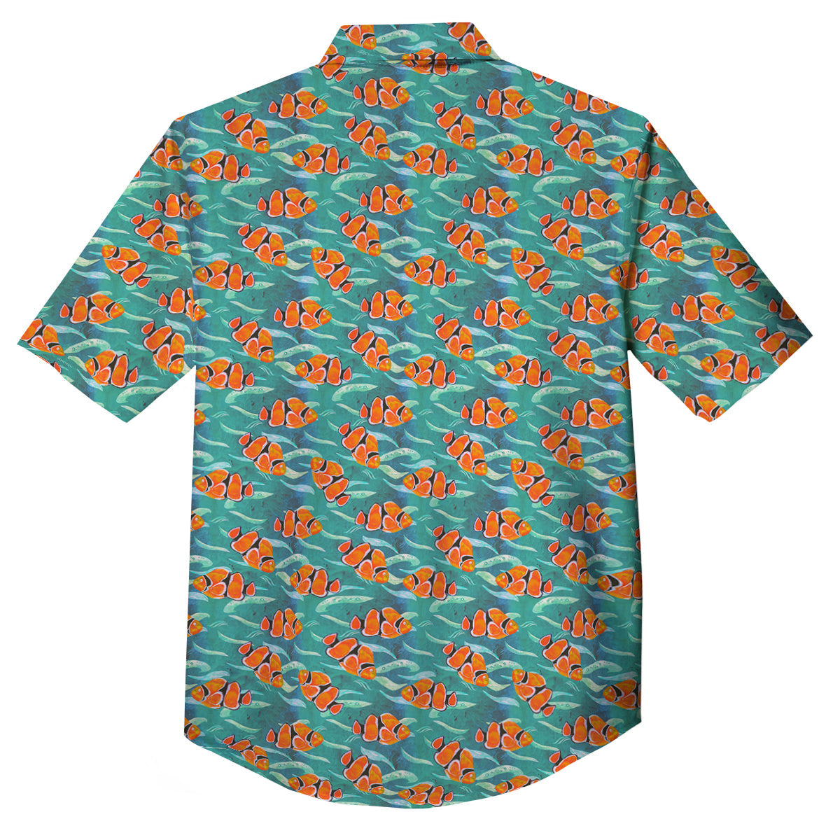 Clownfish Watercolor Blue Print Pattern Button Up Shirt-grizzshop