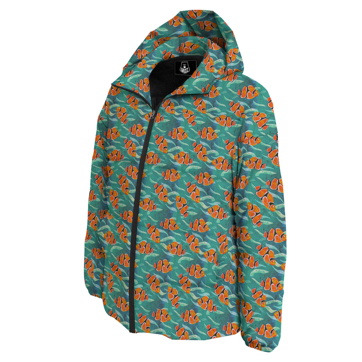 Clownfish Watercolor Blue Print Pattern Down Jacket-grizzshop
