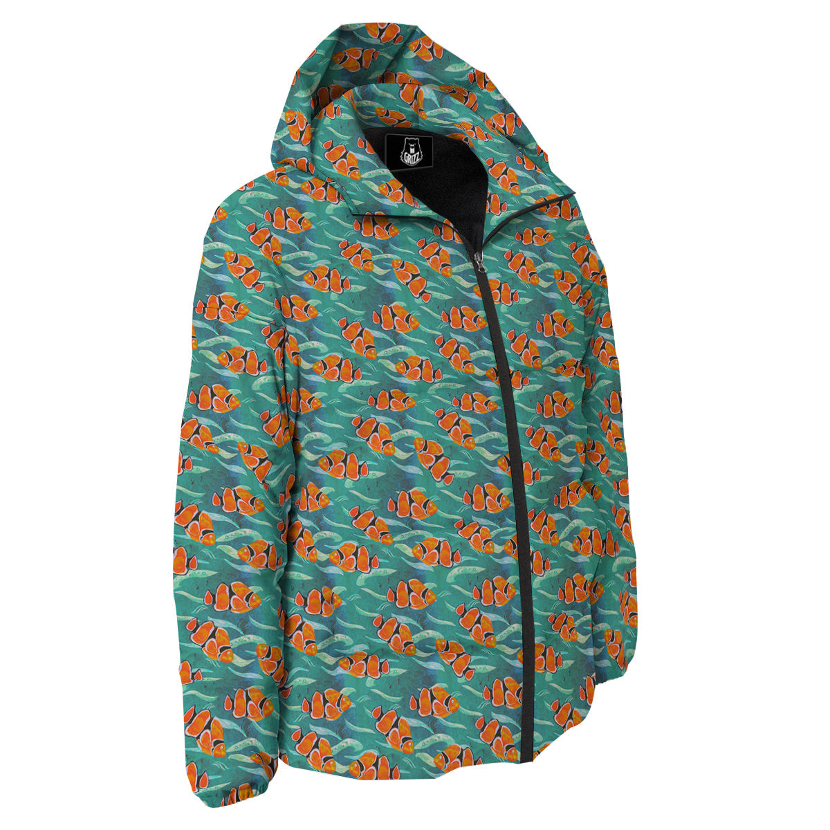 Clownfish Watercolor Blue Print Pattern Down Jacket-grizzshop