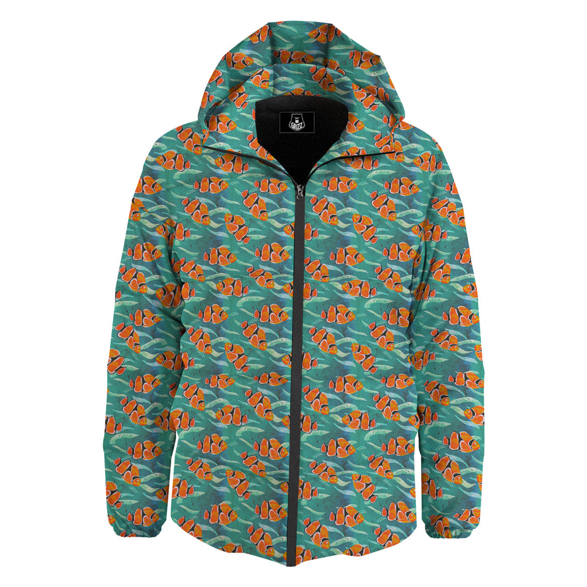 Clownfish Watercolor Blue Print Pattern Down Jacket-grizzshop