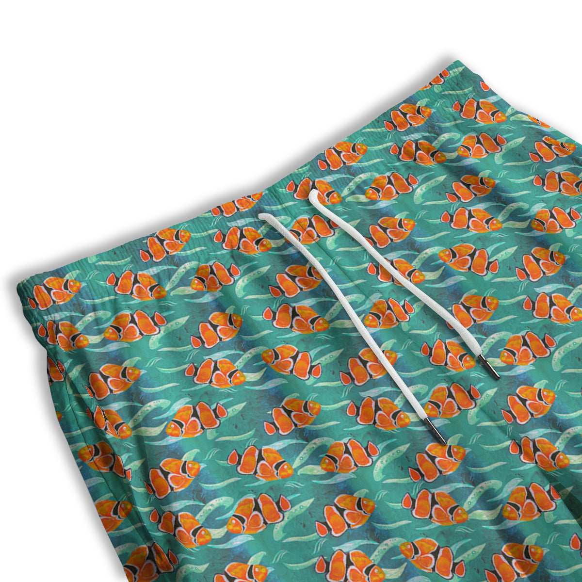 Clownfish Watercolor Blue Print Pattern Men's Athletic Shorts