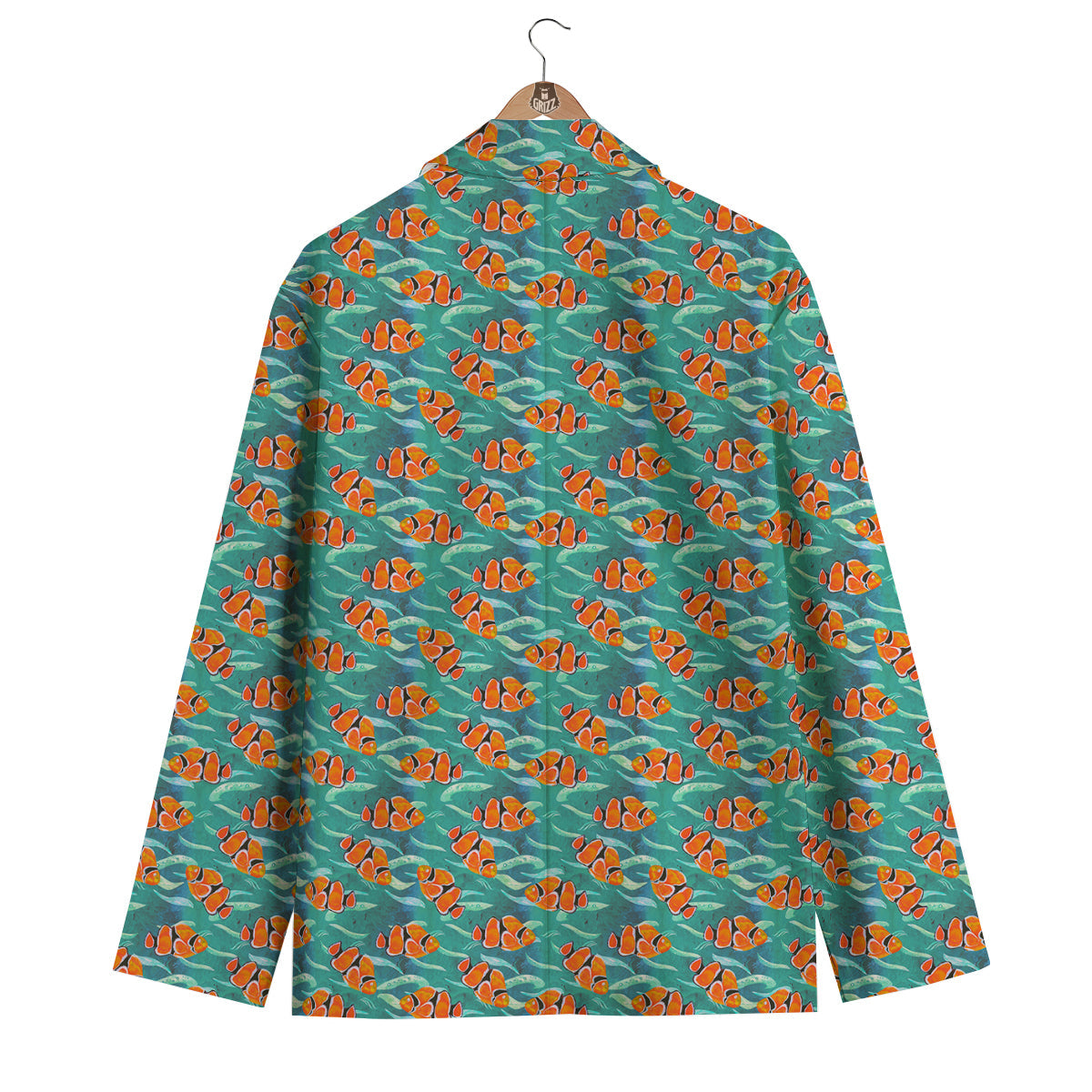 Clownfish Watercolor Blue Print Pattern Men's Blazer-grizzshop