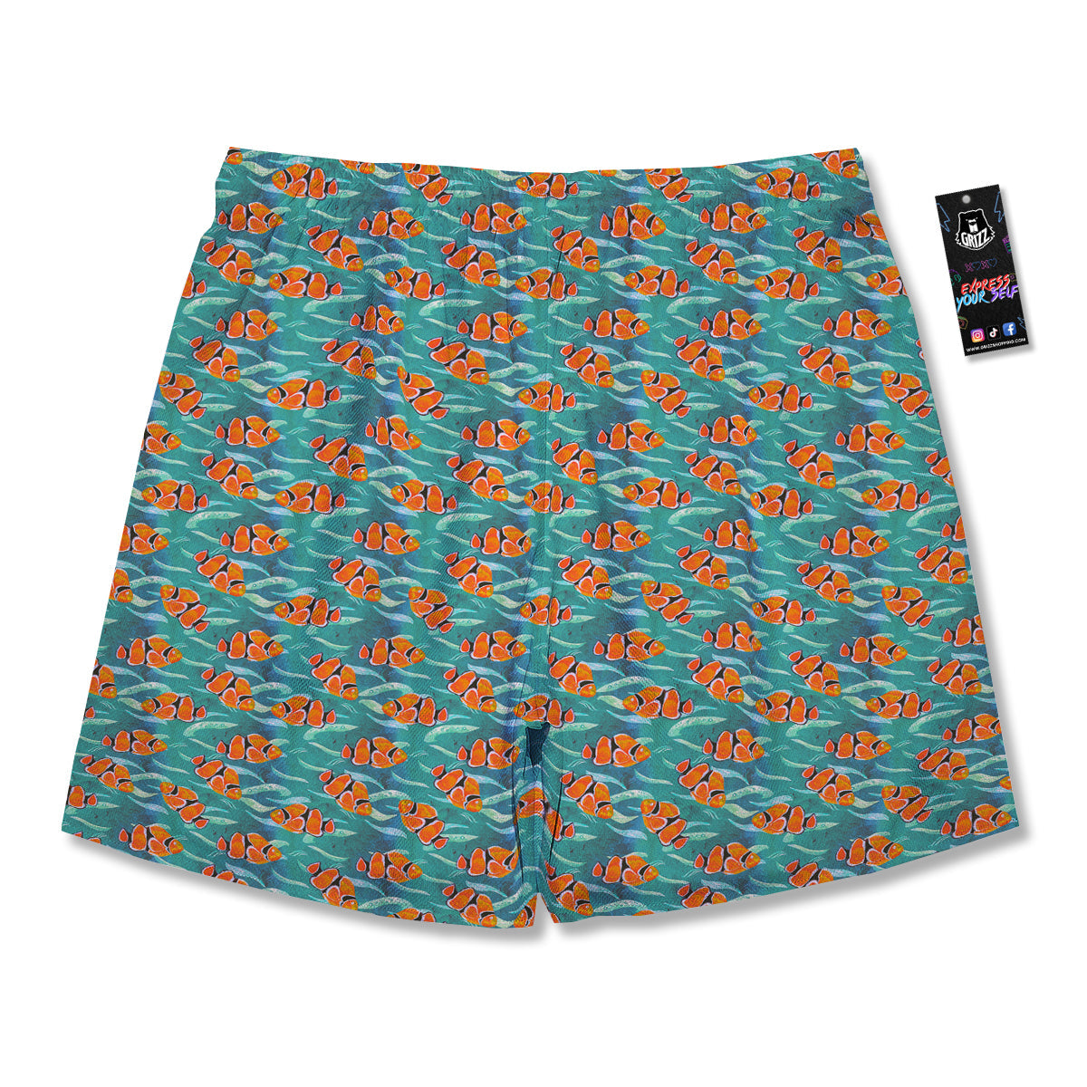 Clownfish Watercolor Blue Print Pattern Men's Running Shorts-grizzshop